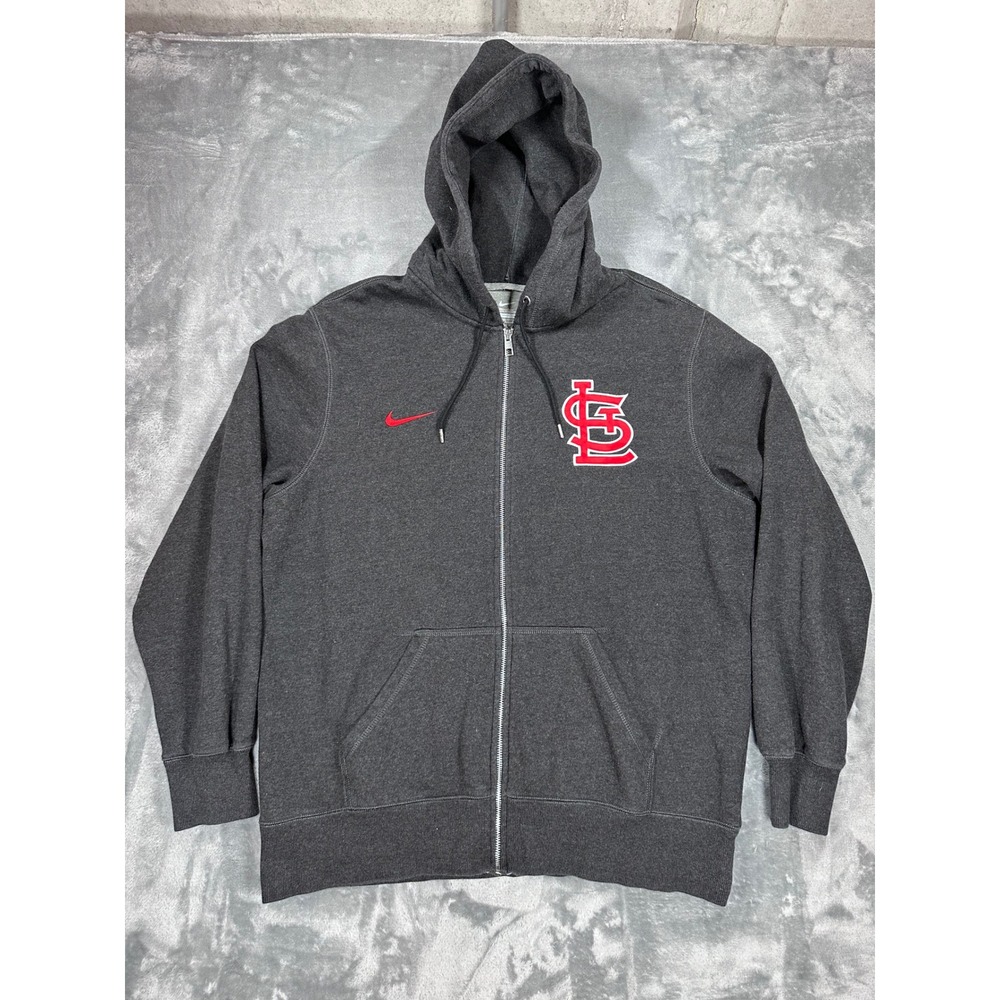 Nike MLB St Louis Cardinals Full Zip Hoodie Mens XL Charcoal Grey Sweatshirt